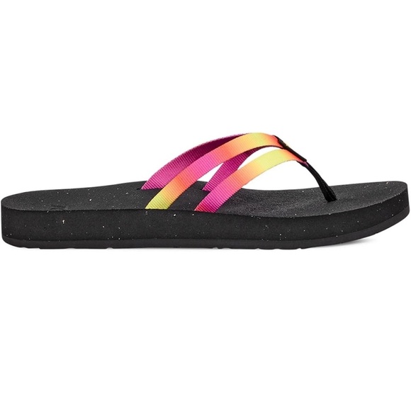 Teva Reflip Strappy Gradiate Sandal Thong Rainbow Flip Flop Black Size 7 New - Picture 2 of 14